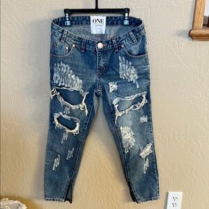 One Teaspoon Ripped Denim Jeans